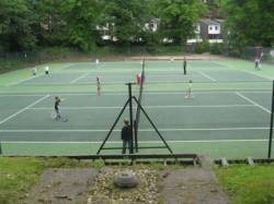 the serious action
 -- play gets underway on the tarmac courts
 